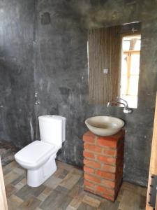 a bathroom with a toilet and a sink at Sigiri Lake Paradise in Sigiriya