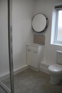 コルチェスターにあるEast Street Haven - Modern Apartment in Colchesterのバスルーム(トイレ、鏡付) +4枚の写真