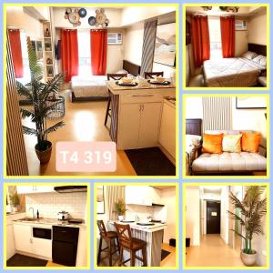 een collage van foto's van een keuken en een woonkamer bij 319 Tower 4 Avida Atria Iloilo Comfy Cozy Central Studio Unit in Iloilo City
