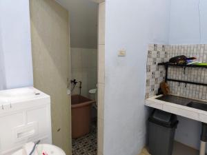 a small bathroom with a sink and a toilet at Homestay Pandan in Halangan +11 photos