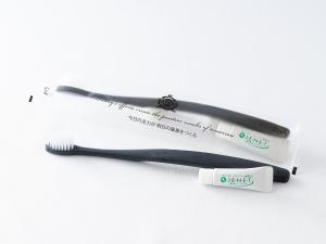 a toothbrush and a toothpaste tube on a white background at APA Hotel Shin Osaka Ekiminami in Osaka