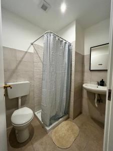 een badkamer met toilet en wastafel bij Monolocale 1 in Turijn
