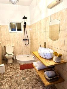 a bathroom with a sink and a toilet at Chambre Djaou meublée Voidjou in Batsa