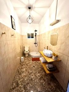 a bathroom with a toilet and a sink at Chambre Djaou meublée Voidjou in Batsa