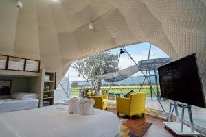 TV a/nebo společenská místnost v ubytování Serenity and Delight Glamping Dome