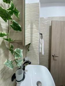 a bathroom with a white sink and a mirror at Edificio Limonatta in Cali +262 photos