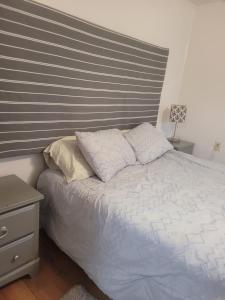 un letto con due cuscini sopra in una camera da letto di River cottage a New Port Richey Altre 4 foto