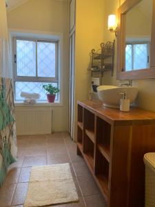 a bathroom with a sink and a window at Patagonia Heritage Home in Punta Arenas