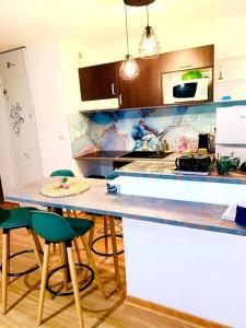 Kuchyň nebo kuchyňský kout v ubytování carré de détente JACUZZI JARDIN PISCINE T3 PARKING