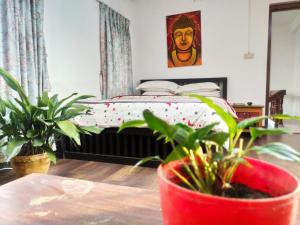 Rúm í herbergi á Cocina Mitho Chha BNB
