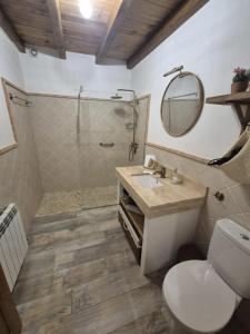 łazienka z umywalką, prysznicem i toaletą w obiekcie Casa Rural Rincón w mieście El Cabaco