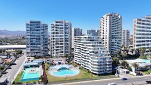 an aerial view of a city with tall buildings at Apartamento Playa y Casino in Coquimbo