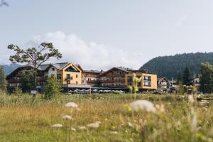 grupa budynków na polu przed górą w obiekcie Hotel Seespitz Superior - Adults Only w mieście Seefeld in Tirol