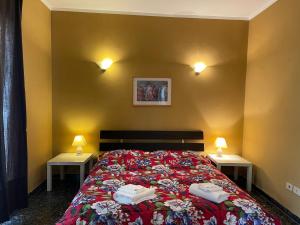 ein Schlafzimmer mit einem Bett und zwei Tischen mit Lampen in der Unterkunft Bardi-Ponte Vecchio in Florenz