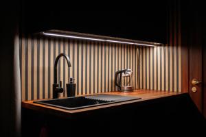a kitchen counter with a sink and a mixer at Atpūtas māja Upeskrasti in Zosuļi +30 photos
