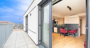 Balkón nebo terasa v ubytování PLAZA Residence Wiener Neustadt