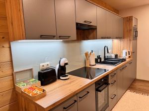 Kuchyňa alebo kuchynka v ubytovaní Jaworowe Izby Apartamenty z balią z hydromasażem