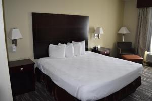 Una habitación de hotel con una cama grande con almohadas blancas. en Best Western Oasis Inn, en Canadian 5 fotos más