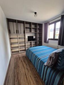 a bedroom with a bed and a television in it at Appartement centre-ville 1 in Évreux