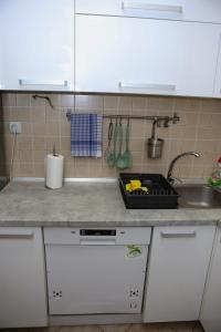 a kitchen with a sink and a counter top at Iva Lux stan na dan in Banja Luka +30 photos