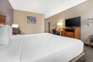 a hotel room with a large bed and a flat screen tv at Best Western McCarran Inn in Las Vegas