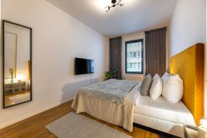 Televisyen dan/atau pusat hiburan di Apartment Invalidovna with FREE parking