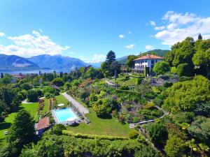 an aerial view of a estate with a swimming pool at Villino San Remigio - Gracious villa with pool & views! in Verbania