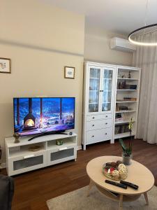 ソフィアにあるSofo houseのリビングルーム(大型テレビ、テーブル付)