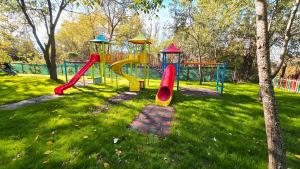 a playground with a slide in a park at Pensiunea Lunca in Arad