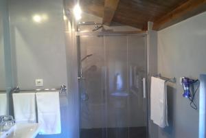 een badkamer met een douche en een wastafel bij B&B Morena in Labin