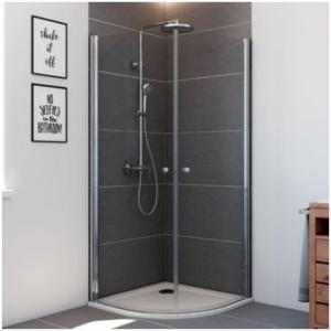 una ducha con puerta de cristal en un baño en Zinnowitz Ferienwohnung im Haus Seeblick, en Zinnowitz