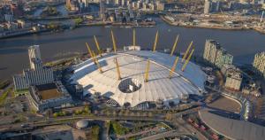 Loftmynd af ExCel The O2 Arena Canary Wharf London