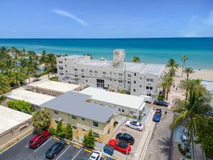 an aerial view of a building with the beach at ULTRA magical apartment at the Beach in Hollywood