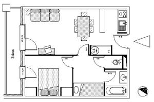a floor plan of a house at Résidence Le Clos Vanoise - 2 Pièces pour 6 Personnes MAE-4411 in Bessans