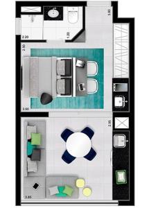 Planimetria di Studio Moderno no Centro - Check-in Digital e Wi-Fi Rápido
