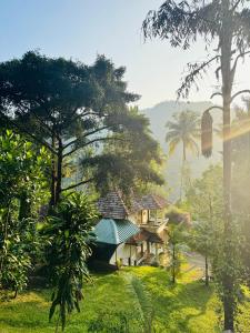 a house in the middle of a field with trees at Thoppil Homestay Munnar in Munnar