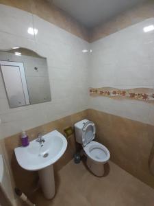 a bathroom with a sink and a toilet and a mirror at When in Tbilisi in Tbilisi City +50 photos