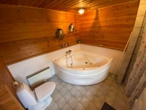 bagno con vasca e servizi igienici di Family-Friendly Holiday Home In Scenic Nature a Læsø Altre 18 foto