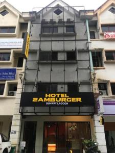 a hotel rancourt sign on the front of a building at Hotel Zamburger Zamway Lagoon in Petaling Jaya
