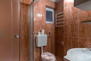 a bathroom with a toilet and a shower at Villa Ela in Kupres