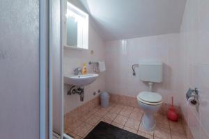 a bathroom with a toilet and a sink at AKELAVA in Crikvenica +93 photos
