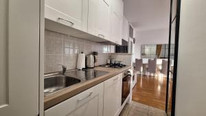 Kuchyň nebo kuchyňský kout v ubytování NOBILIS apartman Osijek