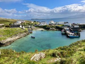 a group of boats docked in a body of water at Craggy Cottage 1 in Inishturk