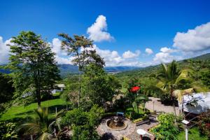an aerial view of a garden with mountains in the background at Villa Nelly in Guaduas