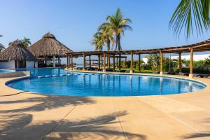 - une piscine avec des palmiers dans l'établissement Modern House 3 Bedrooms & Pool Acapulco, à Acapulco