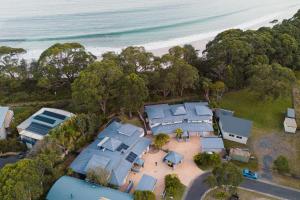 an overhead view of a house on the beach at Sails Blu, Callala Bay in Callala Bay