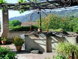 un'altalena in un giardino con una montagna sullo sfondo di Il Limoneto Acireale ad Acireale