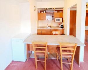 a kitchen with a large table and chairs at Park & Stay Central in Piešťany
