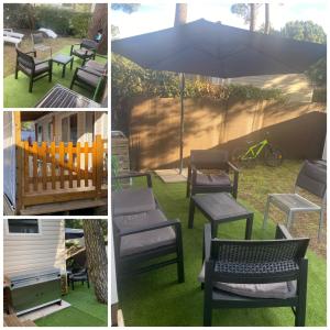 Mobil home climatisé 6,8 Pers SIBLU BONNE ANSE PLAGE LA PAMYRE LES MATHES外面的花园