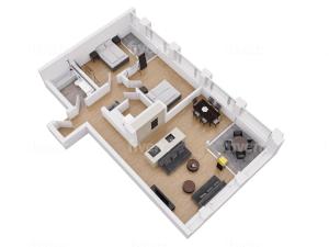 a rendering of a floor plan at Dream View Apt With Homecinema Netflix & Loggia in Luzern